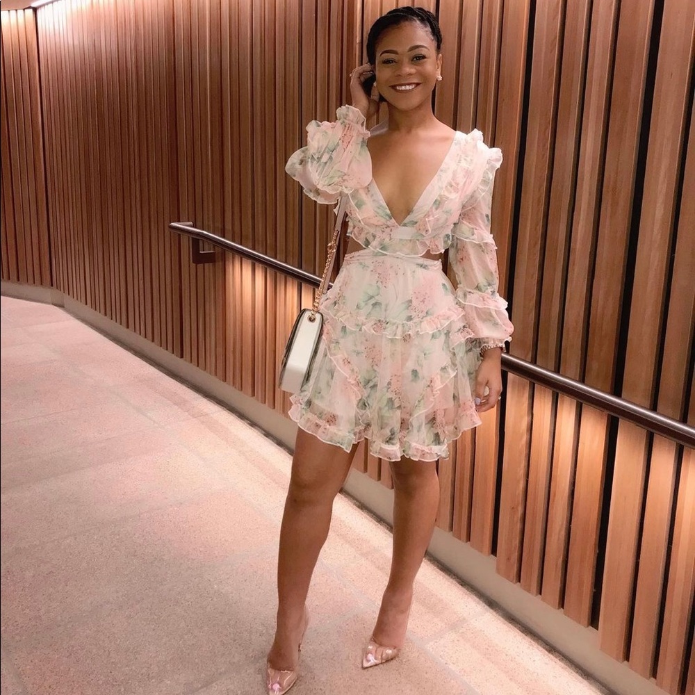 Rose Champagne Fit + Flare Dress